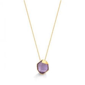 Brand new Maria dolores amethyst gold plated necklace real gem stone